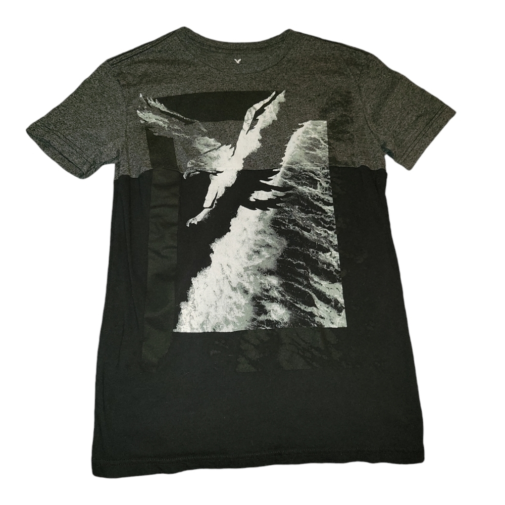American Eagle Outfitters Men's Short Sleeve T-Shirt Sz XS Black Gray